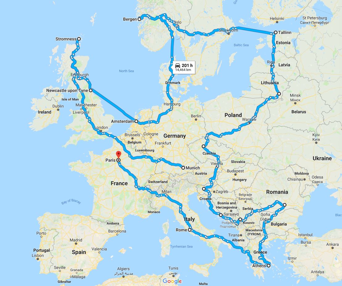 This Map Shows The Optimal Road Trip Across Europe Best European Road ...